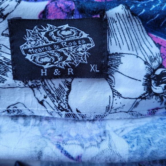 Hearts and Roses Retro Butterfly Print Midi, VGUC, Size XL - Picture 7 of 8